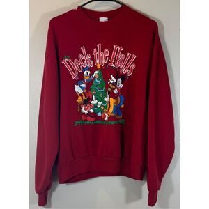 Vintage Velva Sheen Disney Mickey Mouse & Friends Christmas Holiday Sweatshirt L
